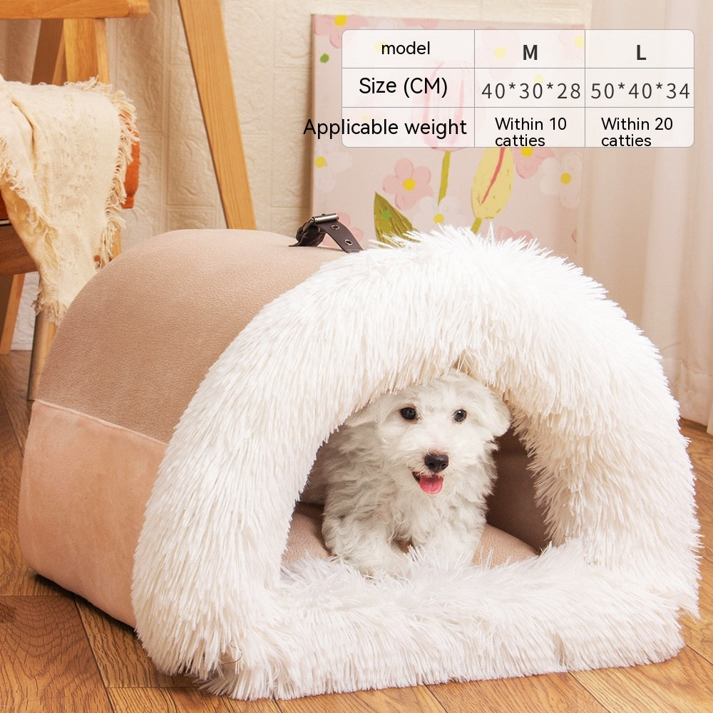 Spliced Portable Autumn and Winter Warm Dog House and Cat House Bed