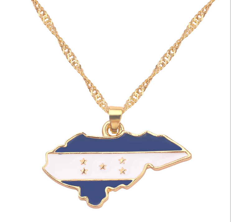 Necklace of geographical maps of the world country necklace