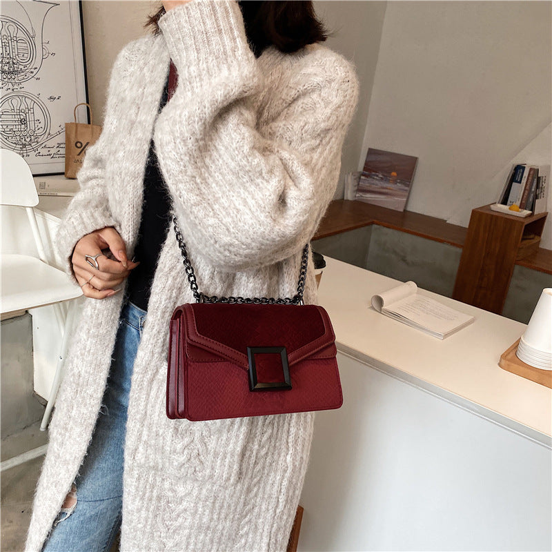 Square Crossbody Bag New High-quality Matte Leather Women's Designer Handbag snake pattern