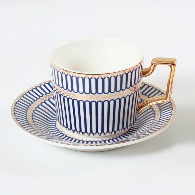 Striped bone china coffee cup