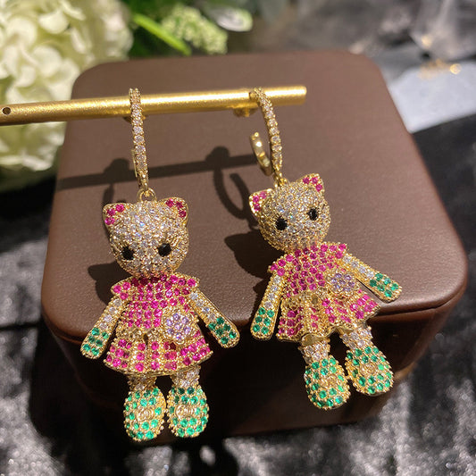 Hi kitty AAA zirconia Earrings unique styles