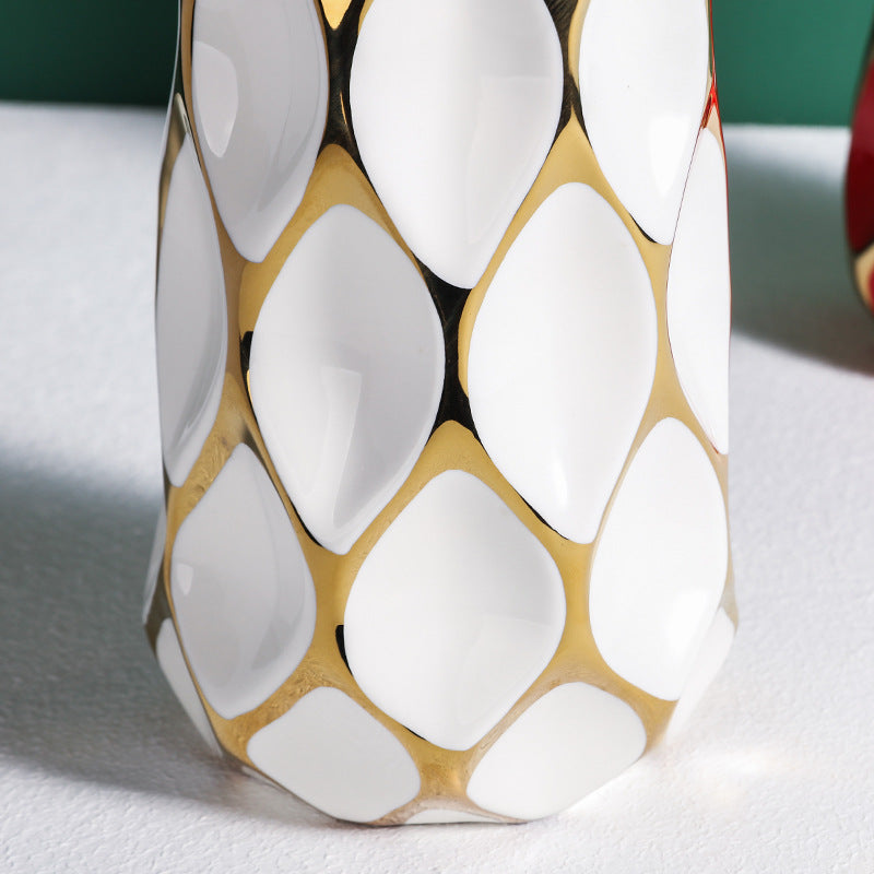 Italian Geometric Minimalist Grid Ceramic Ornament Vase