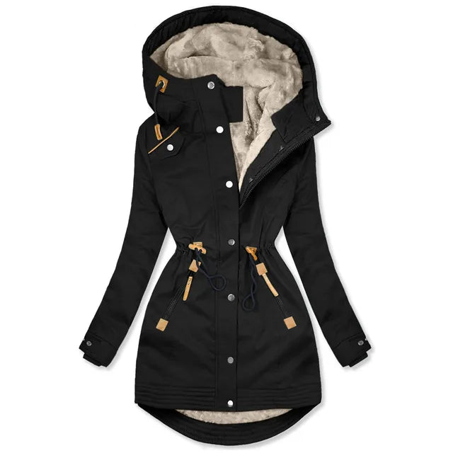 Women's Warm Fur Collar Long-sleeve Zipper Slim Jacket