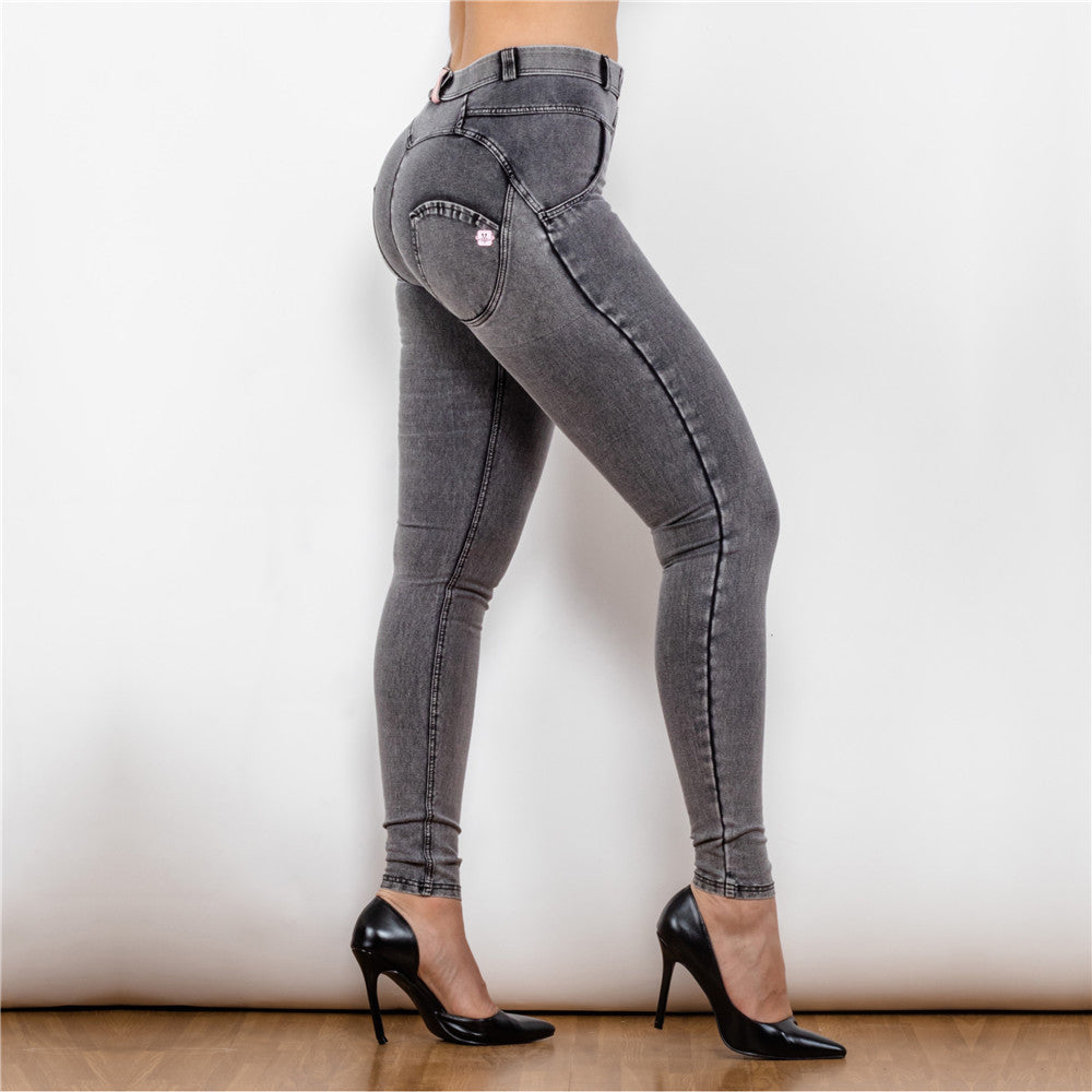 Shascullfites Melody Regular Waist Gray Jeggings Push Up Jeans Bum Shaping Butt Lifting Yoga Pants