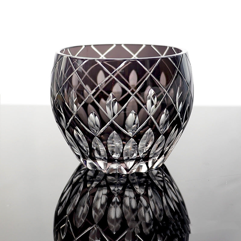 Hand-carved Crystal Glass Whisky Tumbler Double Colored Sake Tumbler