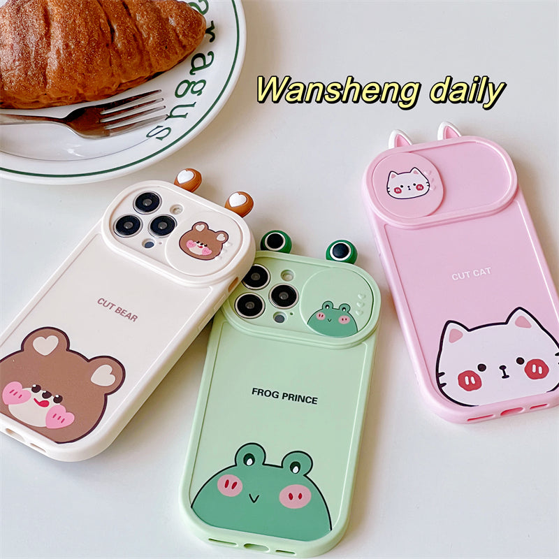 Super Cute Cartoon Cute Little Animal Push And Pull Lens Mobile Phone Case