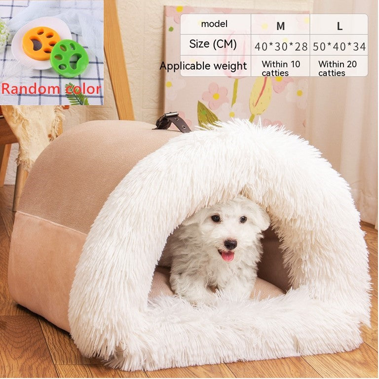 Spliced Portable Autumn and Winter Warm Dog House and Cat House Bed