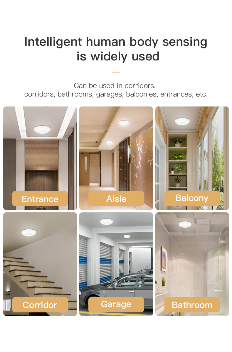 Human Induction Ceiling Lamp Infrared Garage Lamp Cloakroom Balcony Lamp Rechargeable For Easy Installation