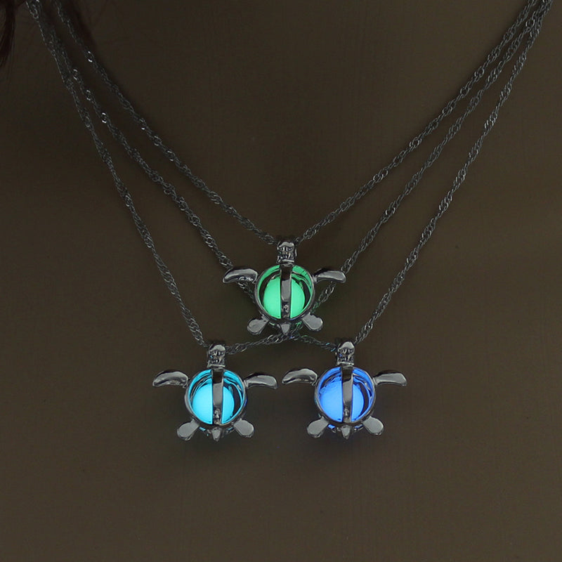 Glow-in-the-dark multi-color Turtle hollow-out diy necklace