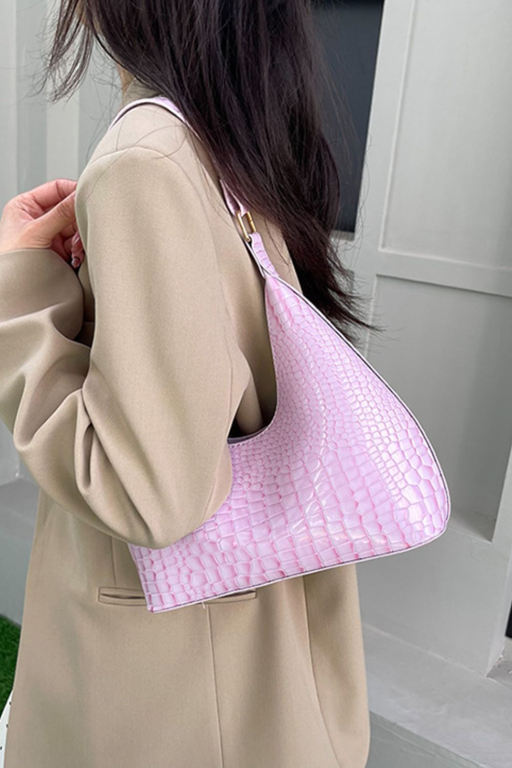 PU Leather Stone Texture Shoulder Bag