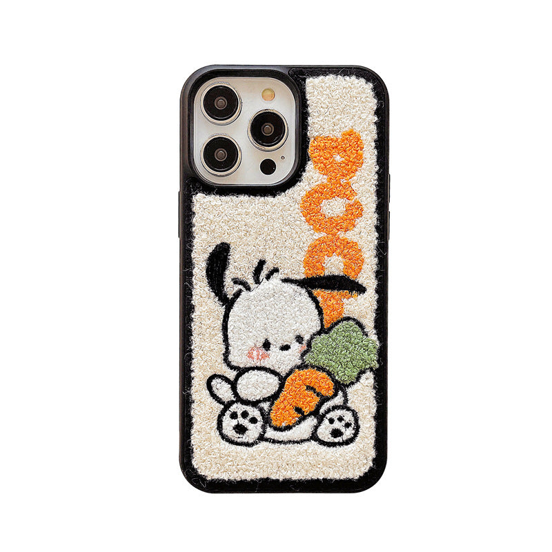 Plush Embroidery Puppy Autumn And Winter Cartoon Phone Case