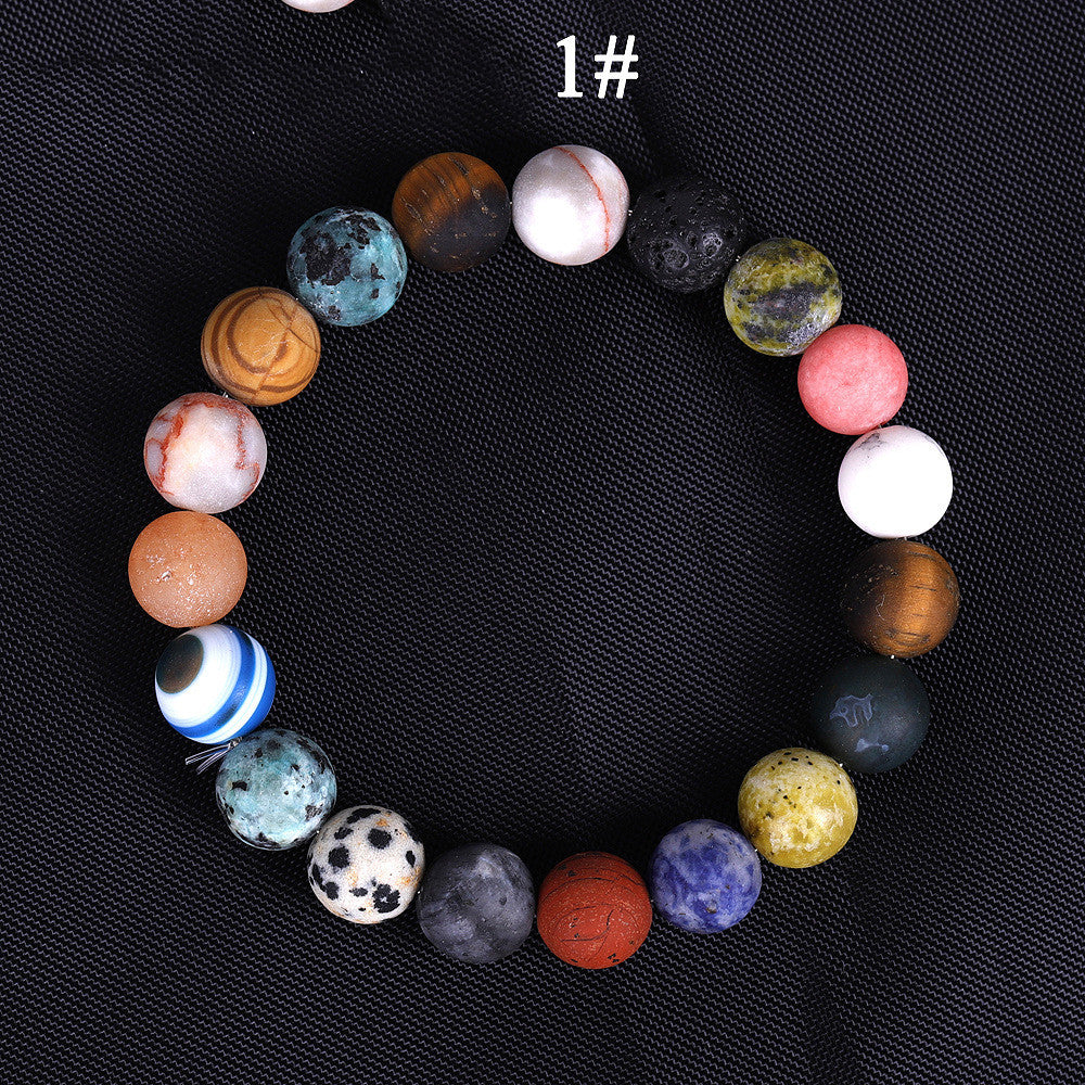 Solar System Eight Stone Planet Bracelet Planets Natural Stone Mala Bead Strand Bracelet For Men Women Handmade Universe Solar Chakra Bracelet Jewelry planet bracelet