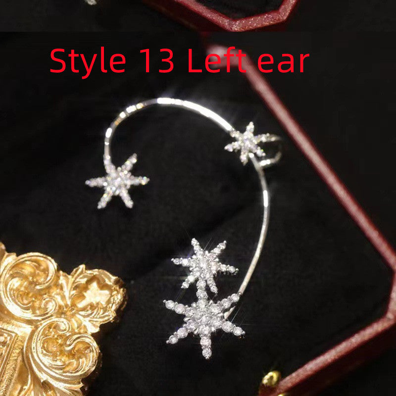 Super Flashing Diamond Earrings With Butterfly Ear Clip Earrings All-in-one Earrings