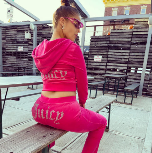 JUICY Tracksuit Women Sweatsuit Velvet Tracksuit Y2K Streetwear Jogging Workout Outfit-Sets