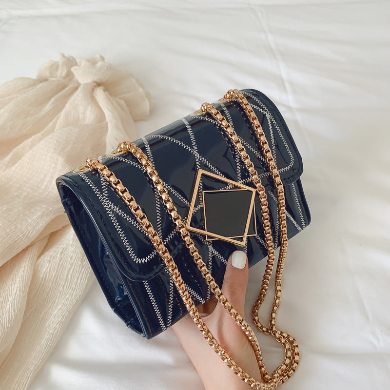 Women's Fashion Patent Leather Embroidery Thread Chain Women's Bag Shoulder Diagonal Bag