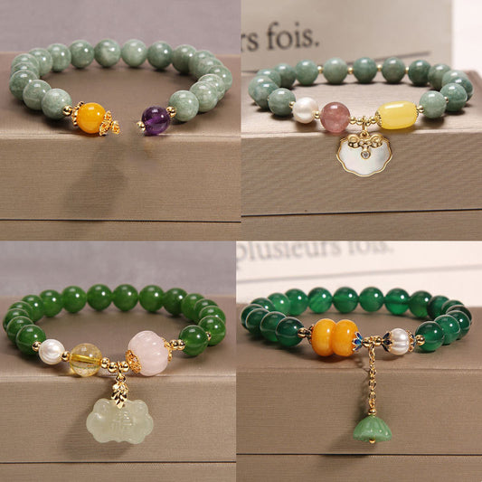 Small Design Women's Simple Jade Bracelet Pulsera Ágata y Loto – Forestière