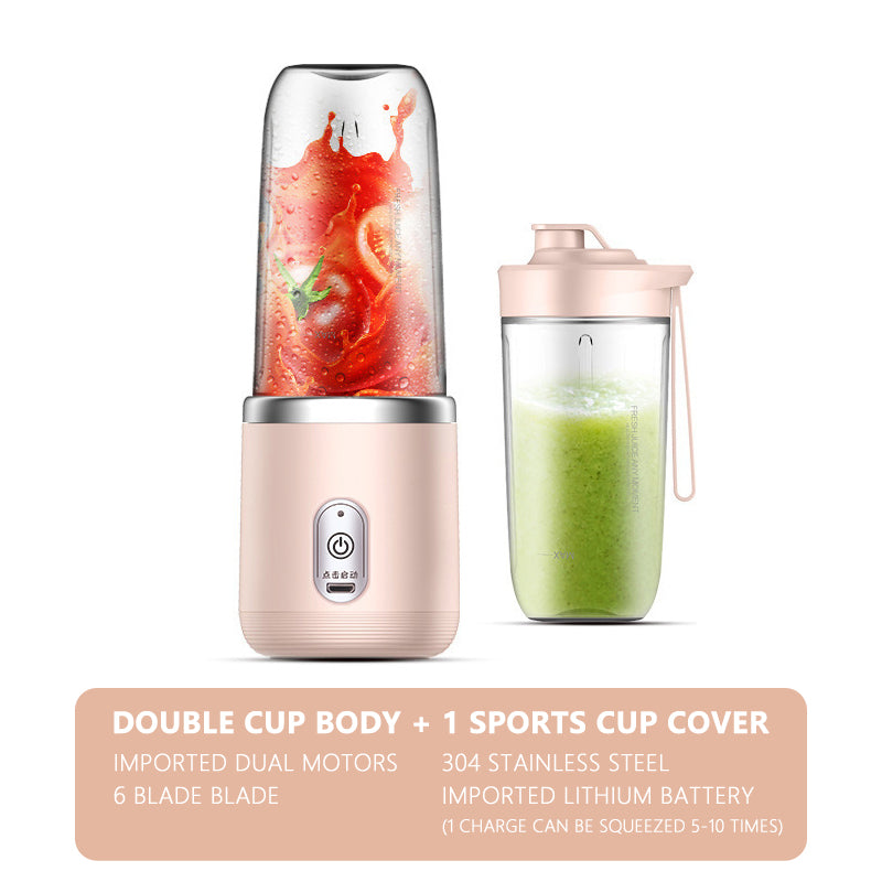 6 Blades Portable Juicer Cup Portable Blender, USB Rechargeable Mini Personal Blender For Shakes And Smoothies, Electric Fruit Veggie Juicer