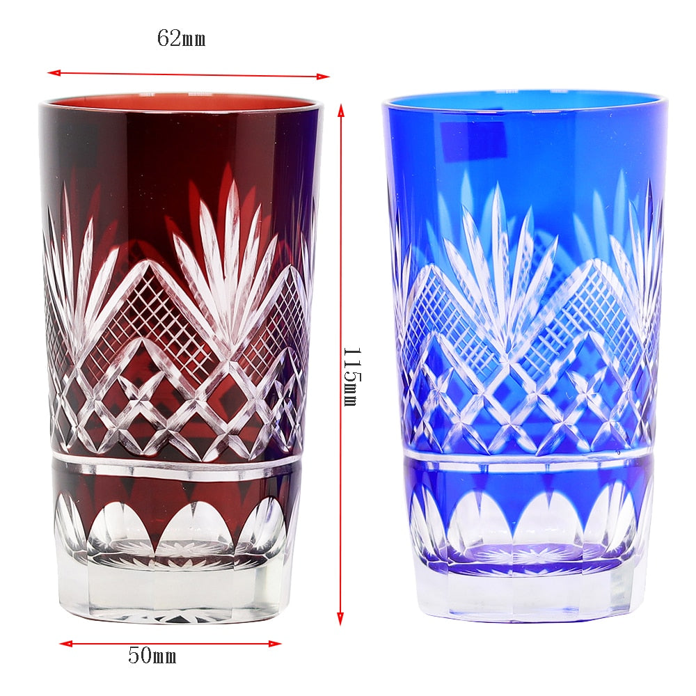 Bohemian Czech Handmade High Quality Hand Cut To Clear Blue cobart Red red rubyCrystal Drinkware Whiskey Glass Wine Glass