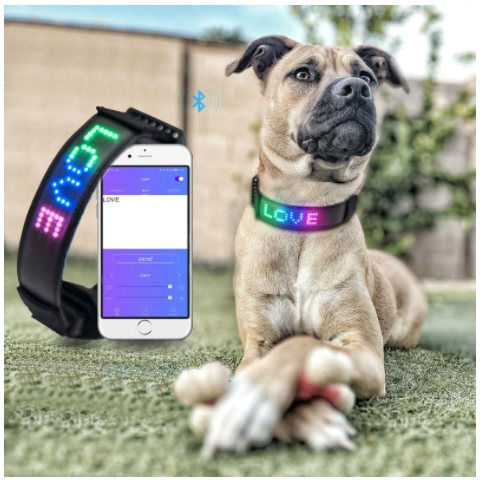 Pet Supplies Smart Tracking Device Mobile Phone APP Control Anti-lost LED brightup led display collar