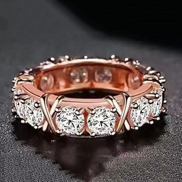 Ornament Ring Copper-plated Gold Color Separation Inlaid Zircon Trendy Lady