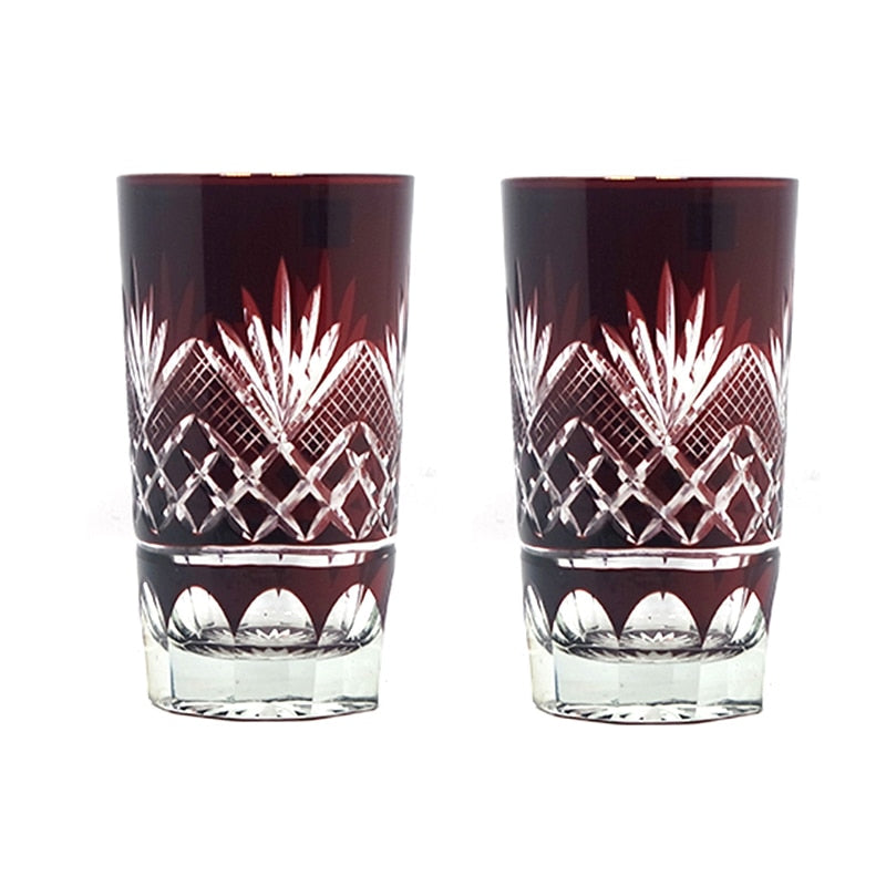 Bohemian Czech Handmade High Quality Hand Cut To Clear Blue cobart Red red rubyCrystal Drinkware Whiskey Glass Wine Glass