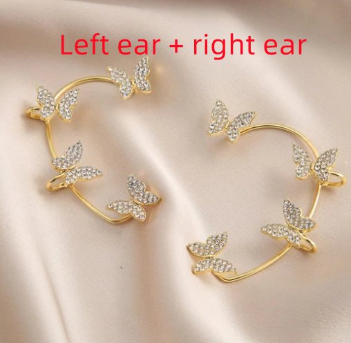 Super Flashing Diamond Earrings With Butterfly Ear Clip Earrings All-in-one Earrings