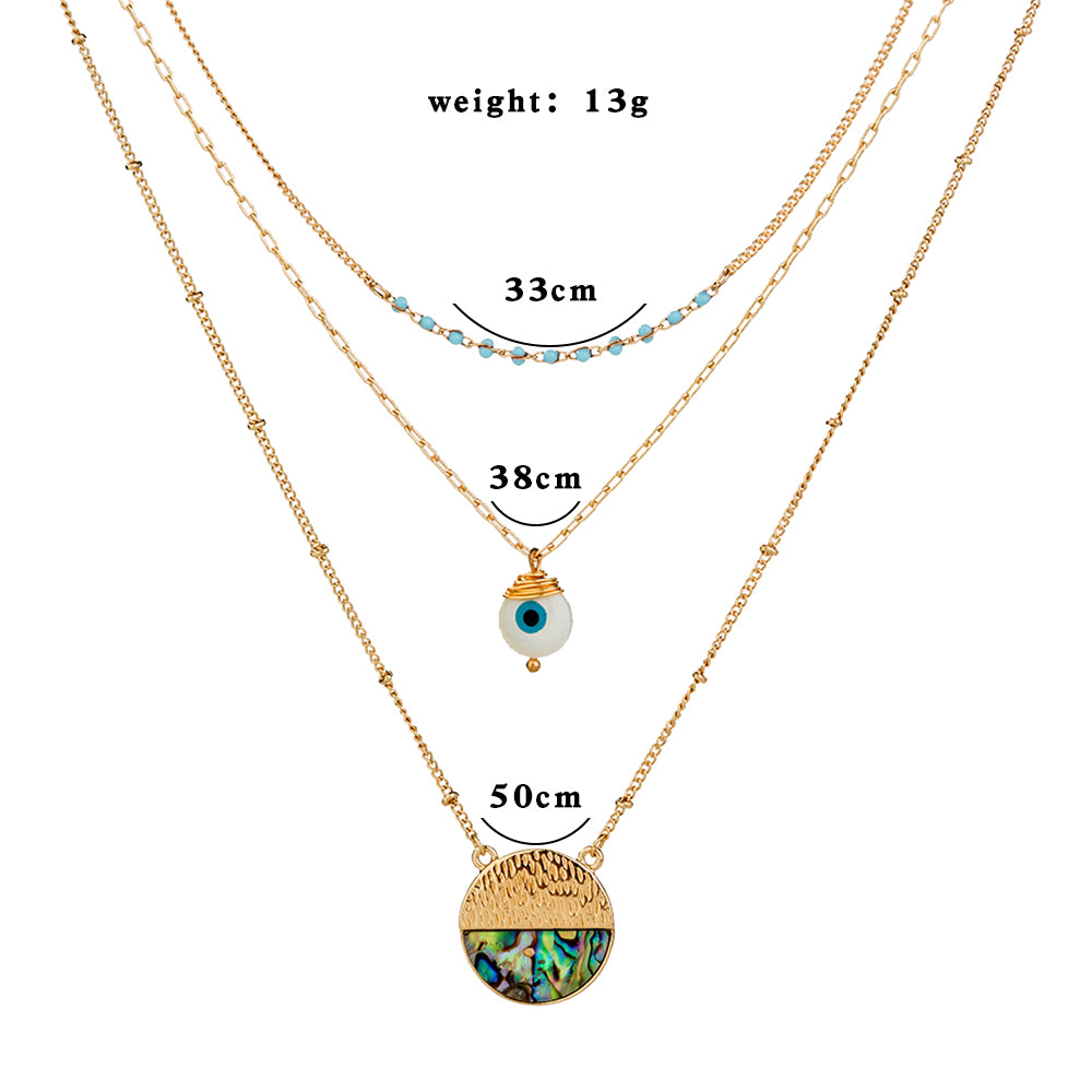 European and American trendy fashion street style pendant natural color abalone shell multi-layer chain pendant accessory necklace