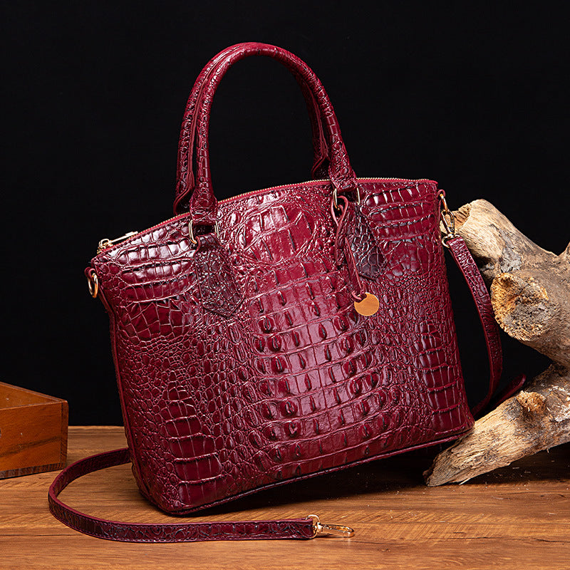 Women's Retro Crocodile Pattern Portable Messenger Bag