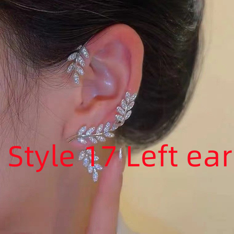 Super Flashing Diamond Earrings With Butterfly Ear Clip Earrings All-in-one Earrings