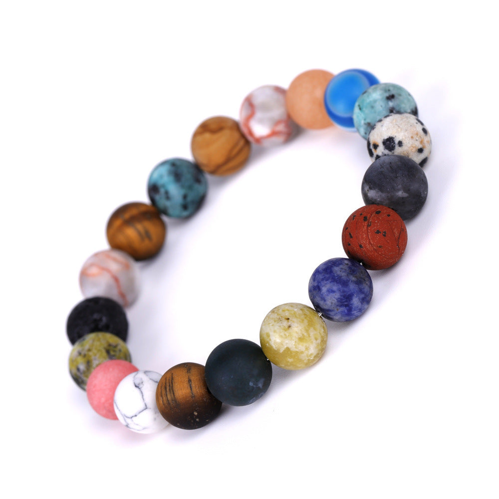 Solar System Eight Stone Planet Bracelet Planets Natural Stone Mala Bead Strand Bracelet For Men Women Handmade Universe Solar Chakra Bracelet Jewelry planet bracelet