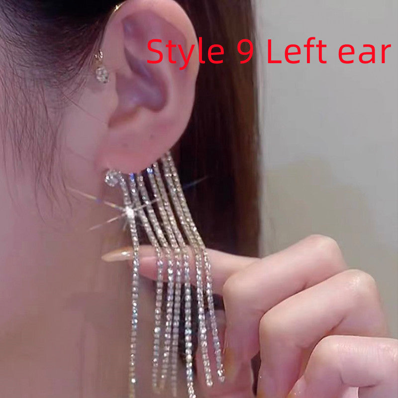 Super Flashing Diamond Earrings With Butterfly Ear Clip Earrings All-in-one Earrings