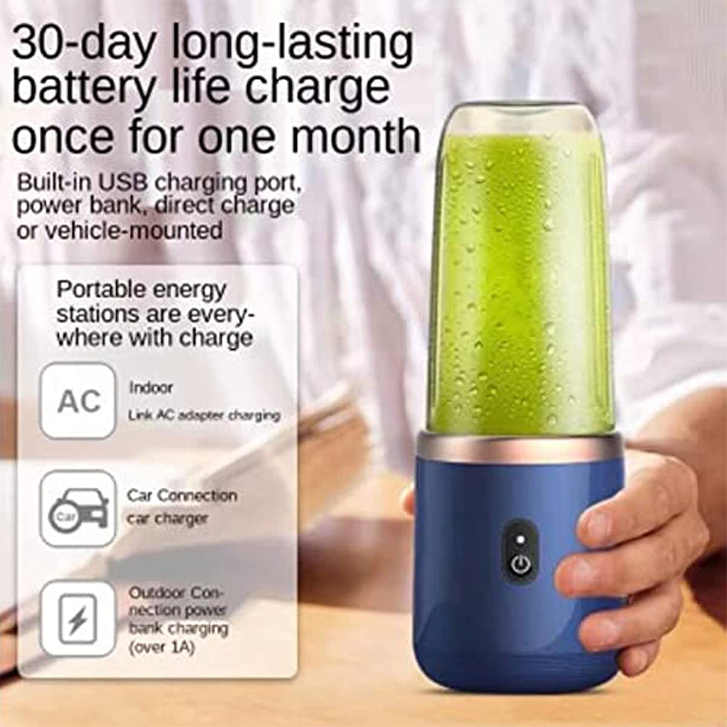 6 Blades Portable Juicer Cup Portable Blender, USB Rechargeable Mini Personal Blender For Shakes And Smoothies, Electric Fruit Veggie Juicer