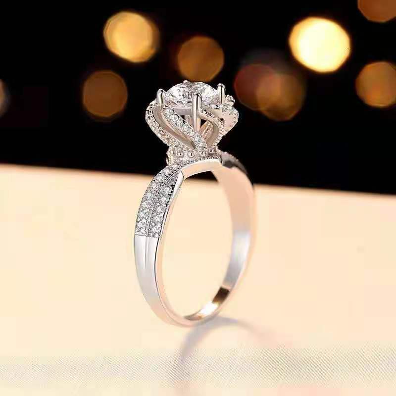 925 Silver Gold Plated Moissanite Ring Women