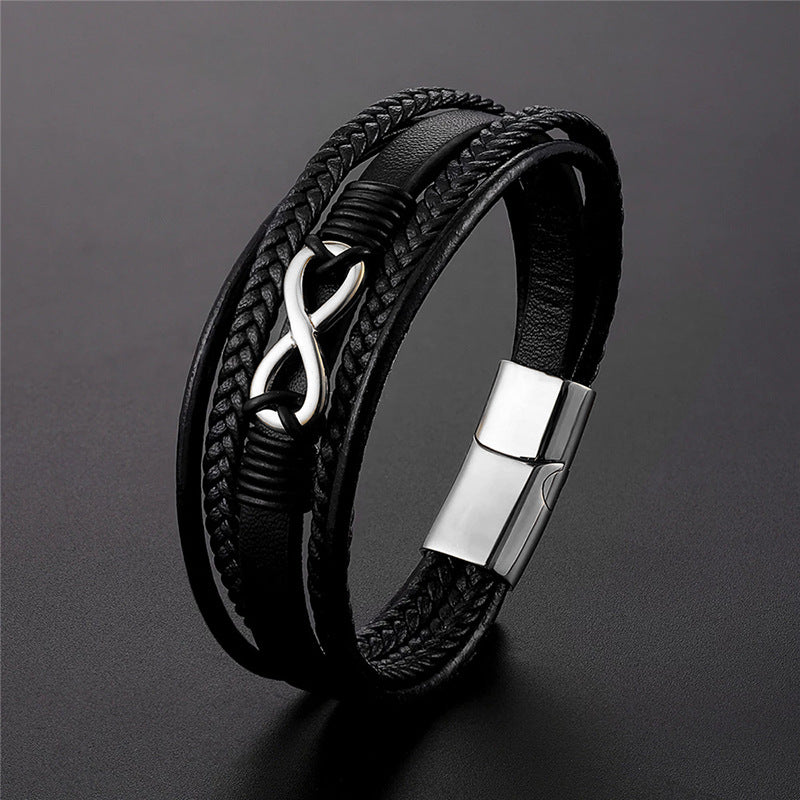 Pulsera de cuero 'Infini' para hombre