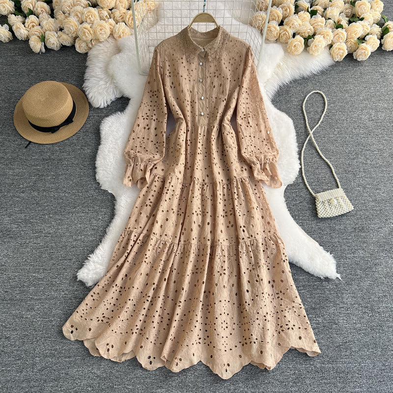 Women's Breasted Cut-out Lace Dress