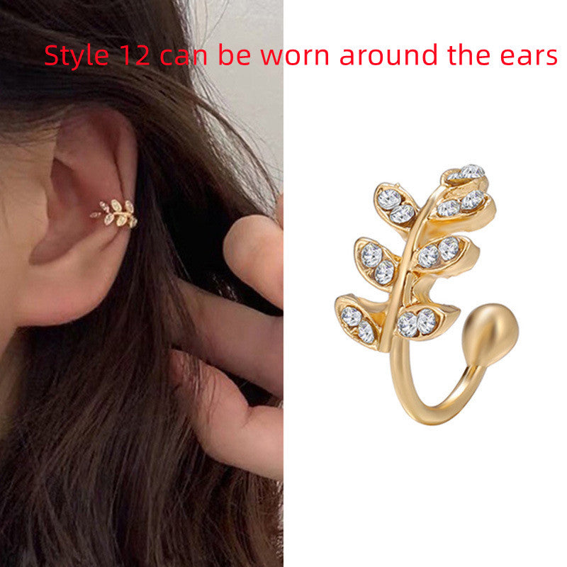 Super Flashing Diamond Earrings With Butterfly Ear Clip Earrings All-in-one Earrings