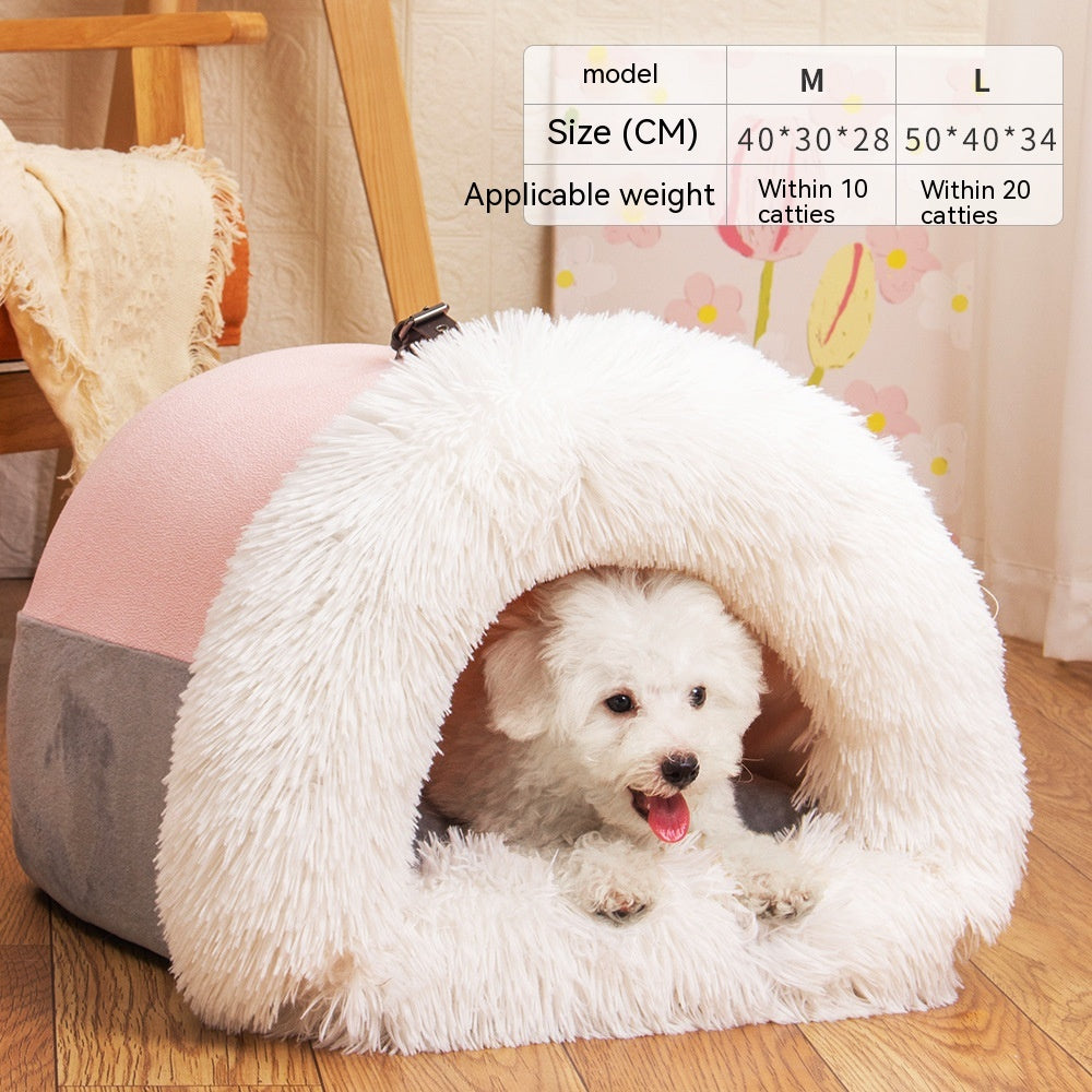 Spliced Portable Autumn and Winter Warm Dog House and Cat House Bed