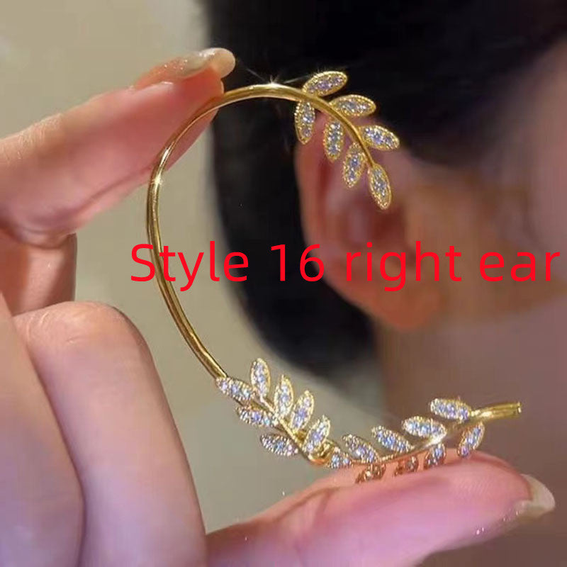 Super Flashing Diamond Earrings With Butterfly Ear Clip Earrings All-in-one Earrings