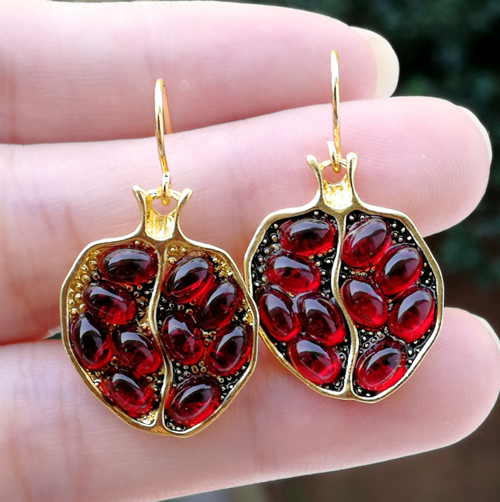 Juicy Pomegranate Gold Earrings