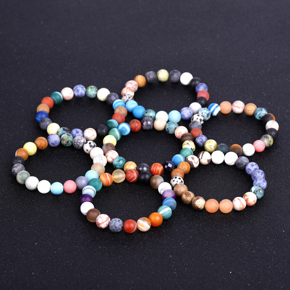 Solar System Eight Stone Planet Bracelet Planets Natural Stone Mala Bead Strand Bracelet For Men Women Handmade Universe Solar Chakra Bracelet Jewelry planet bracelet