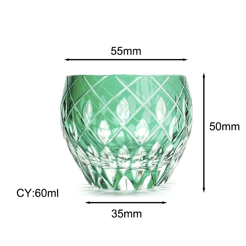 Hand-carved Crystal Glass Whisky Tumbler Double Colored Sake Tumbler