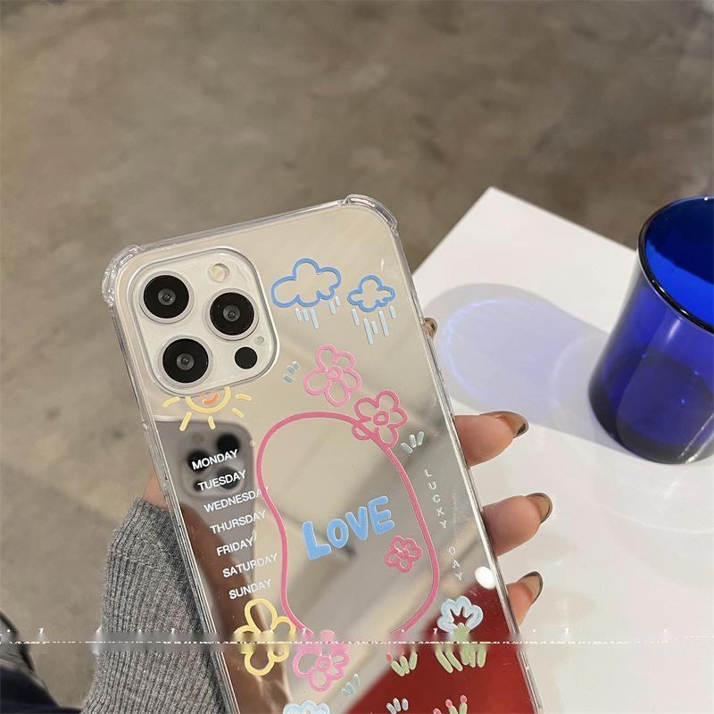 Mirror Graffiti Small Flower Phone Case