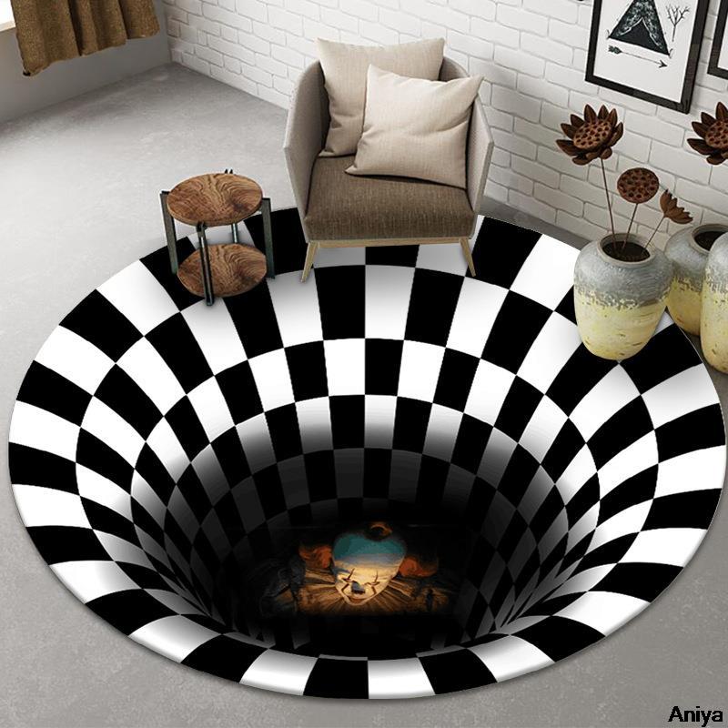 Pet Funny Mat Pad Trap Vision Carpet 3D Geometric Stereoscopic Illusion Floor Mat