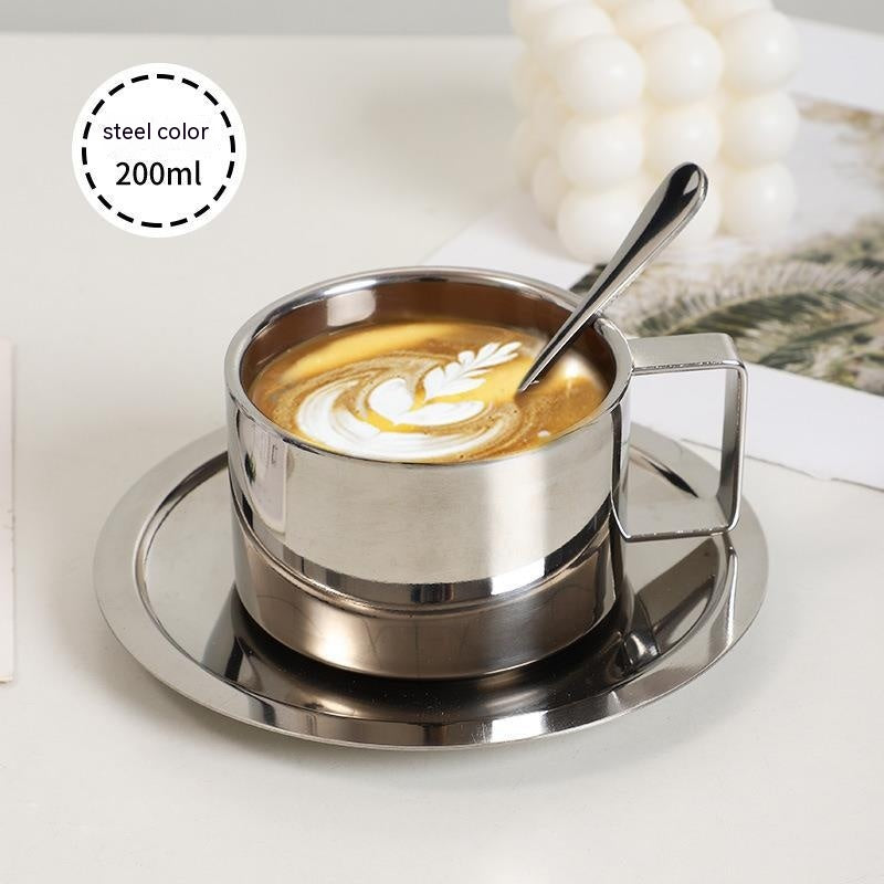 Stainless Steel Coffee Set Suit 4 set of spoon, cup and saucer