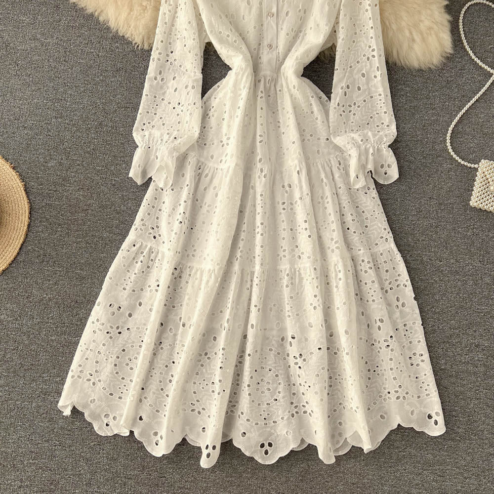 Women's Breasted Cut-out Lace Dress