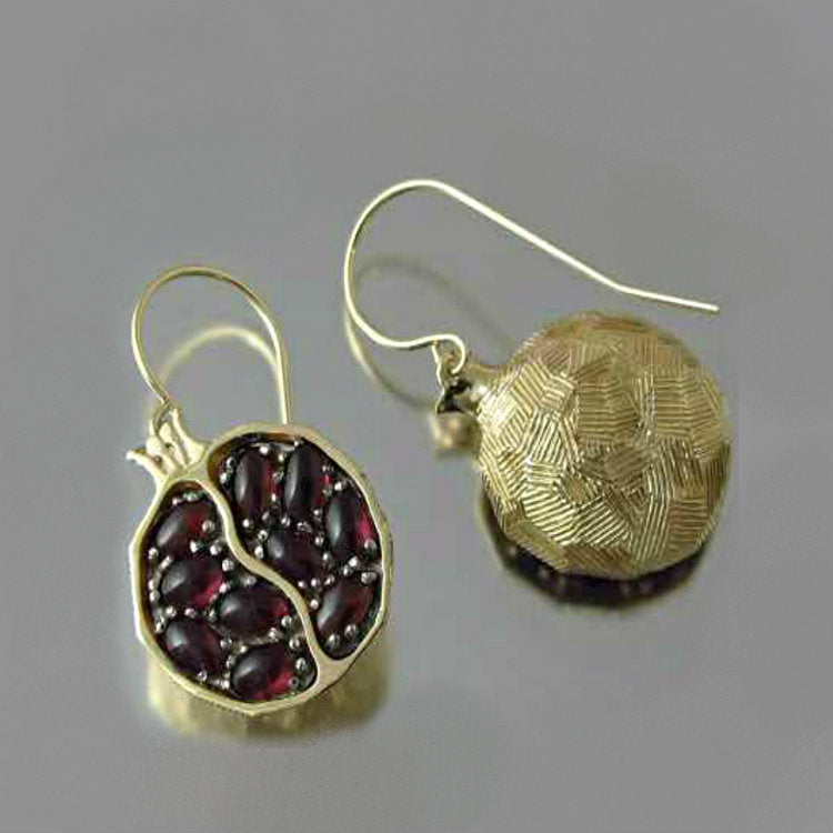 Juicy Pomegranate Gold Earrings