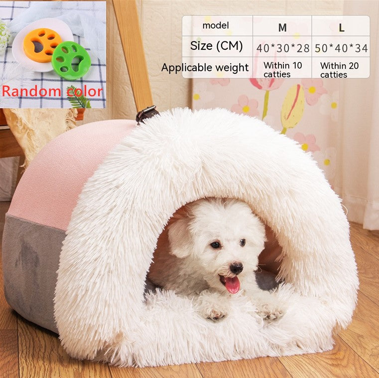 Spliced Portable Autumn and Winter Warm Dog House and Cat House Bed