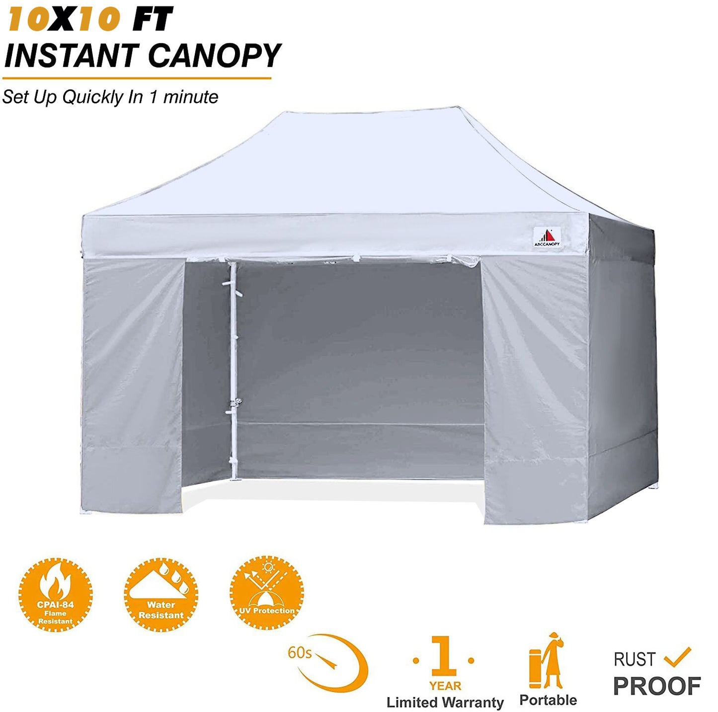 10x10 Ft Canopies Commercial Tents Market stall with 6 Removable Sidewall