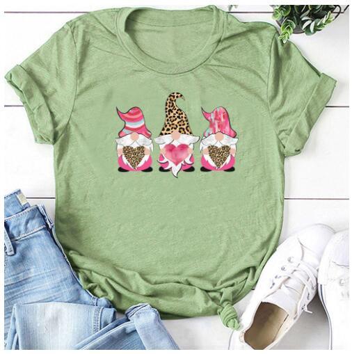 Three Dwarfs Holding Love Print Ladies Short Sleeve