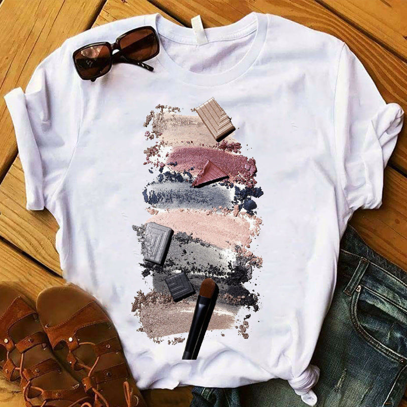 Nail polish print T-shirt nail-tech woman print t-shirt makeup